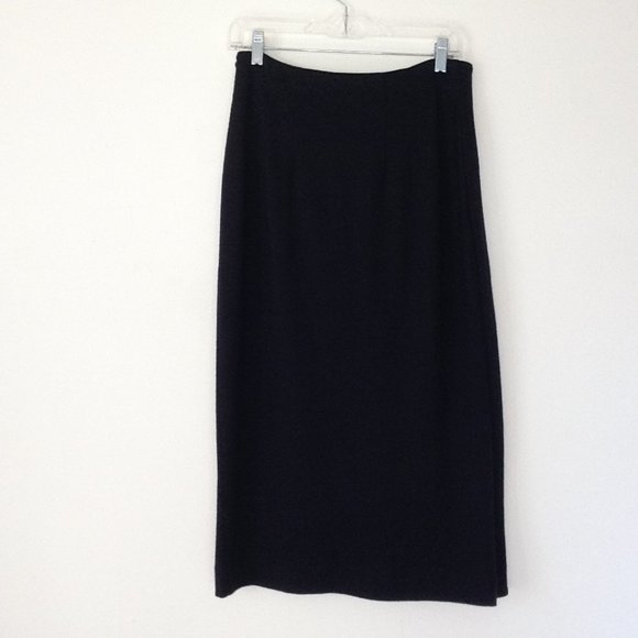 Lands End Black Wool Wrap Skirt Midi Pencil size M - Picture 3 of 11